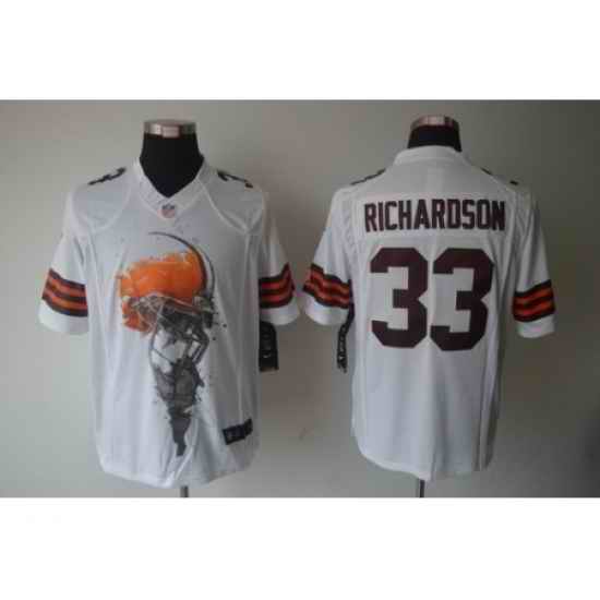 Nike Cleveland Browns 33 Trent Richardson White Limited Helmet Tri-Blend NFL Jersey